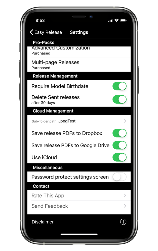 Easy Release Model Release App - Screenshot
